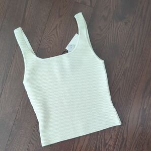 Aritzia Ribbed White Tank Top